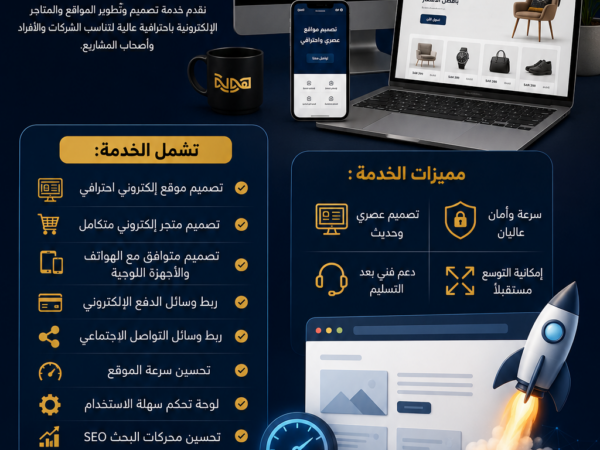 إنشاء وتصميم المواقع والمتاجر الإلكترونية