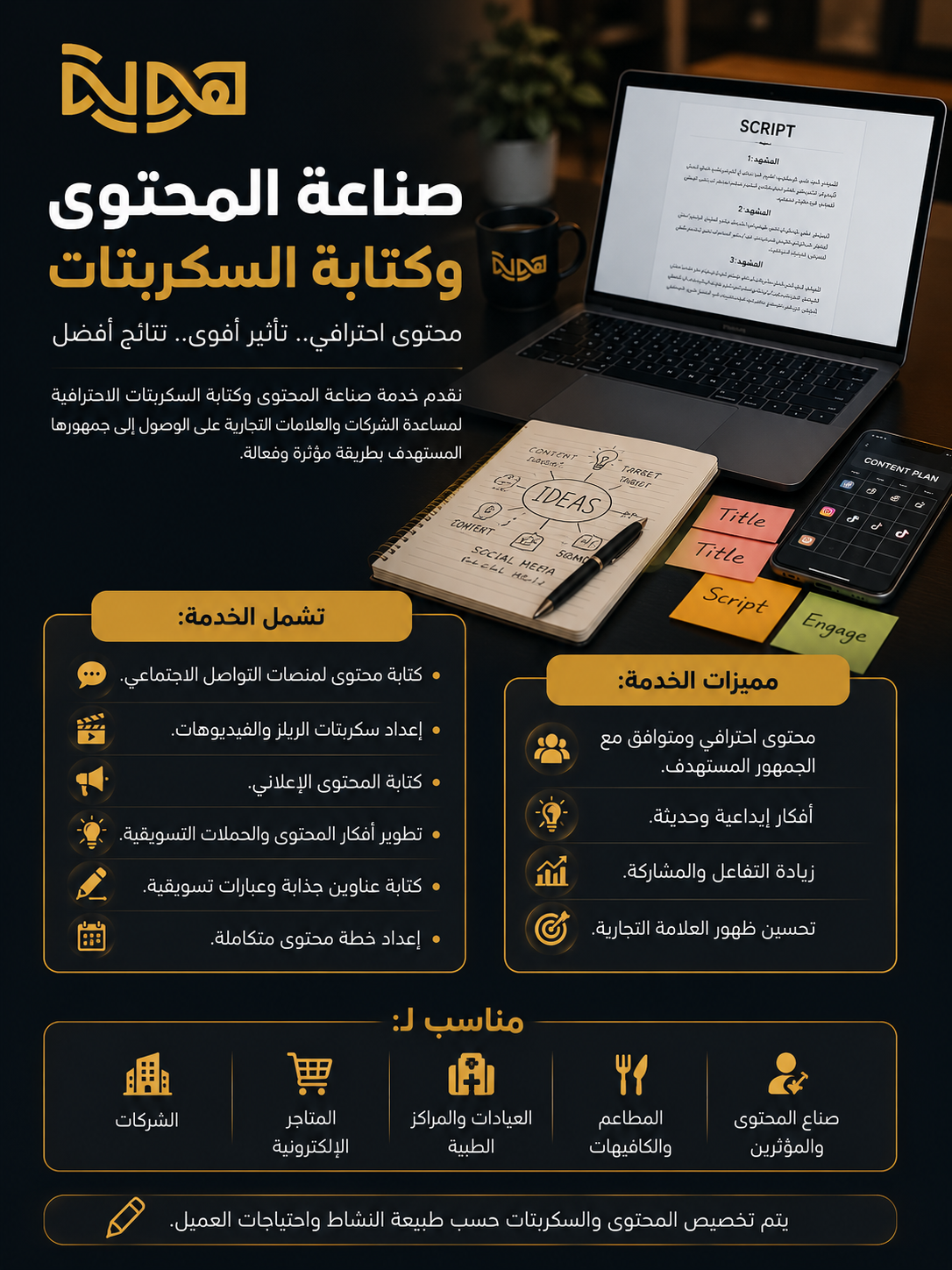 صناعة المحتوى وكتابة السكربتات